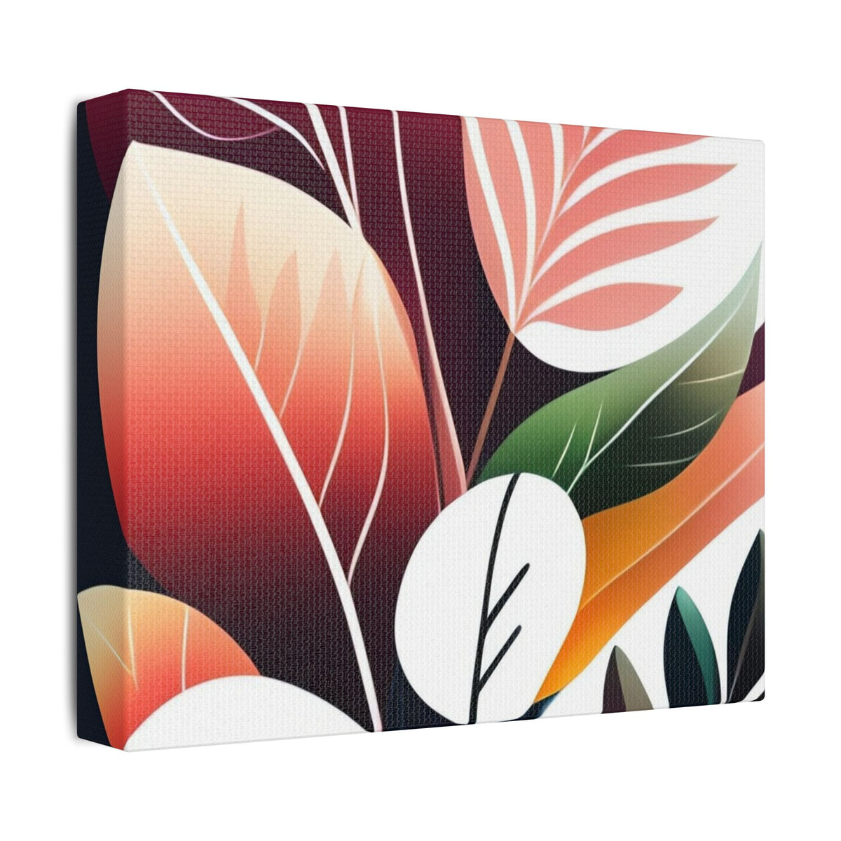 Botanical Leaves Art – Modern Abstract Floral Satin Canvas