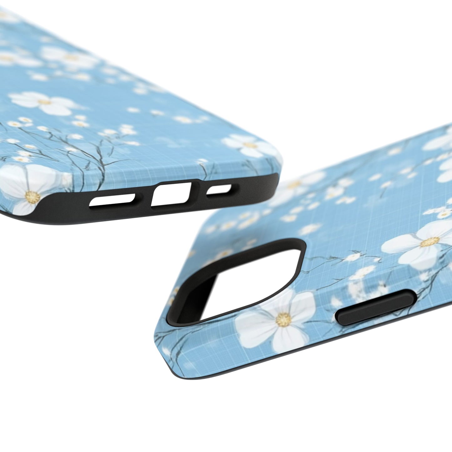 Powder Blue Floral Impact-Resistant Phone Case
