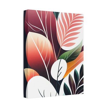 Botanical Leaves Art – Modern Abstract Floral Satin Canvas