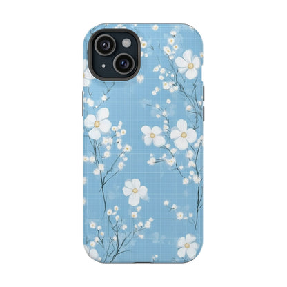 Powder Blue Floral Impact-Resistant Phone Case