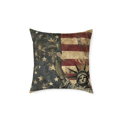 Patriotic Poly Canvas Pillow with American Flag