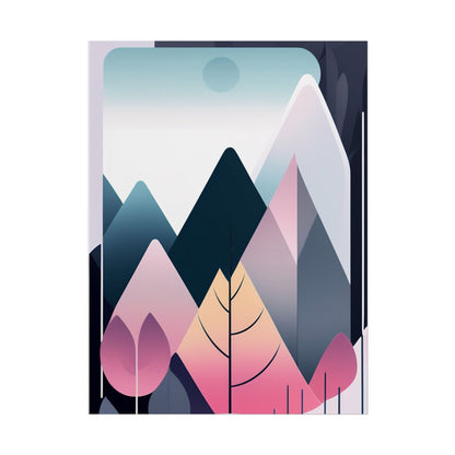 Mountain Sunrise Rolled Poster — Pink Pastel Abstract Landscape Wall Art