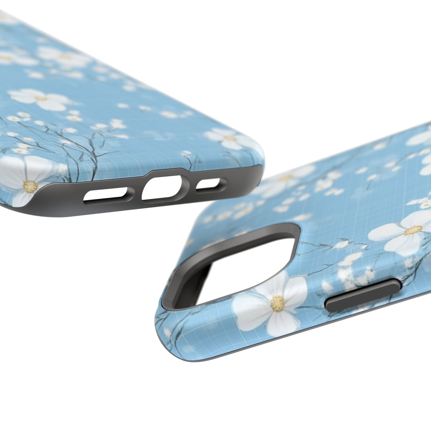 Powder Blue Floral Impact-Resistant Phone Case