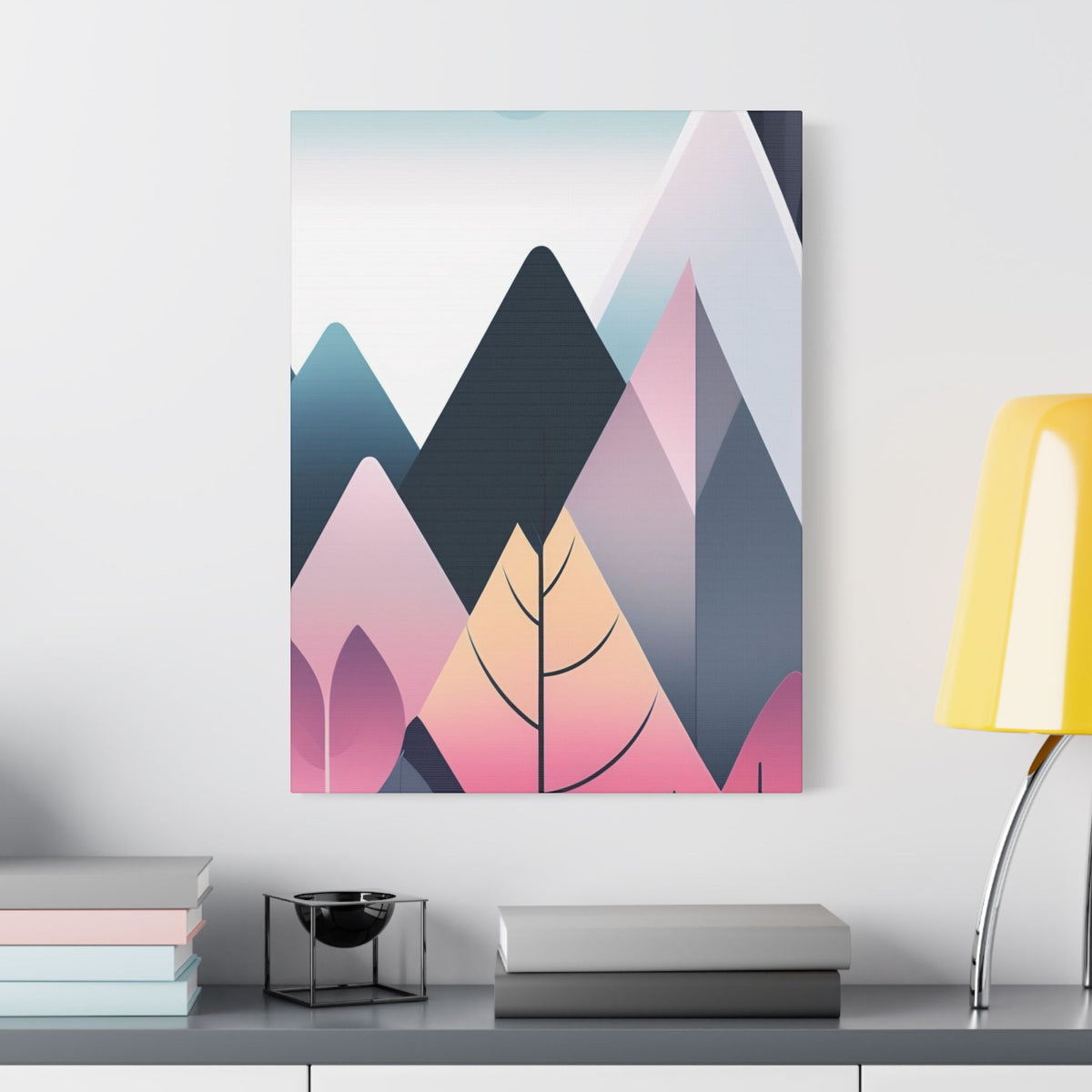 Mountain Sunrise  — Pink Pastel Abstract Landscape Canvas print