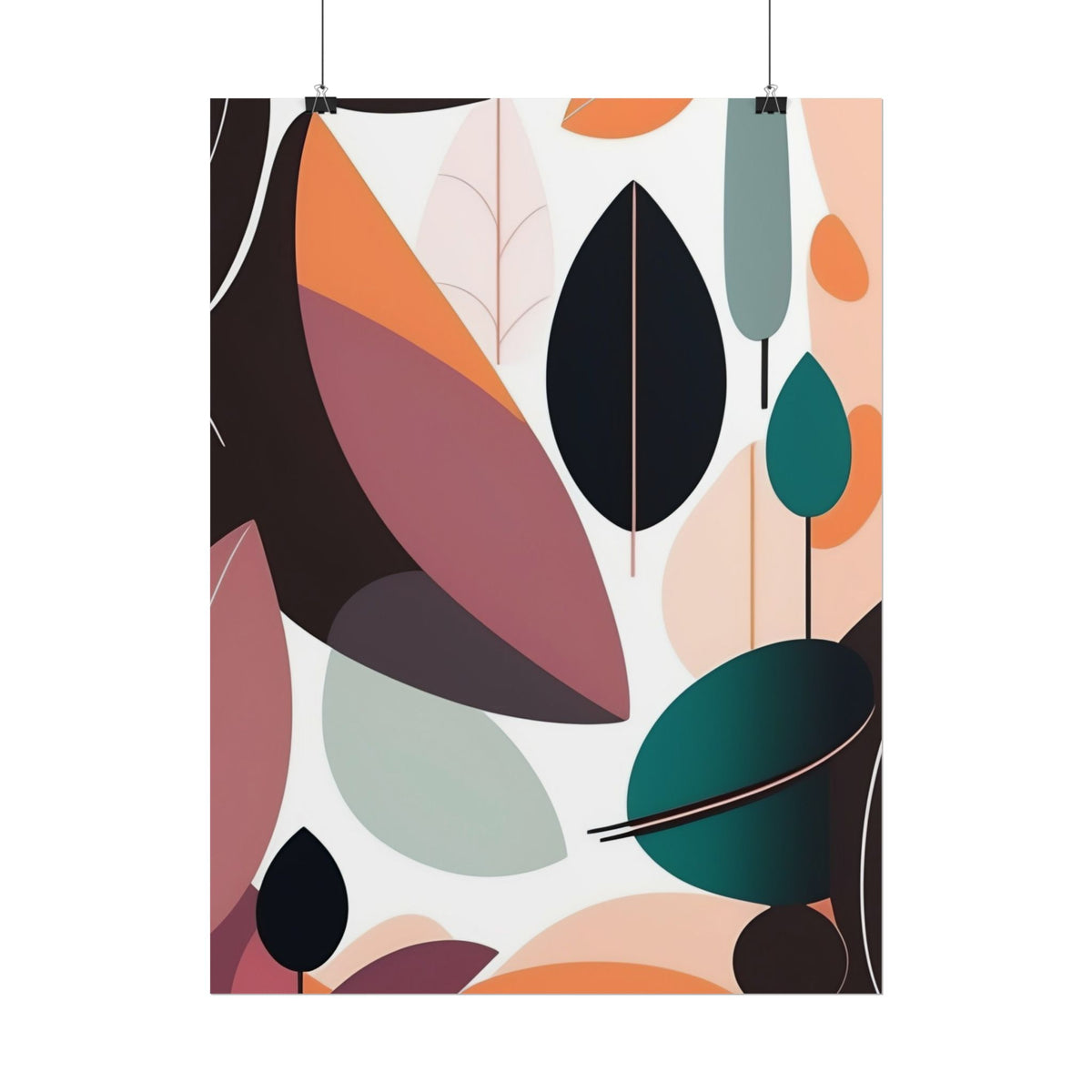 Abstract Botanical Rolled Poster — Mid-Century Leaf Art Print