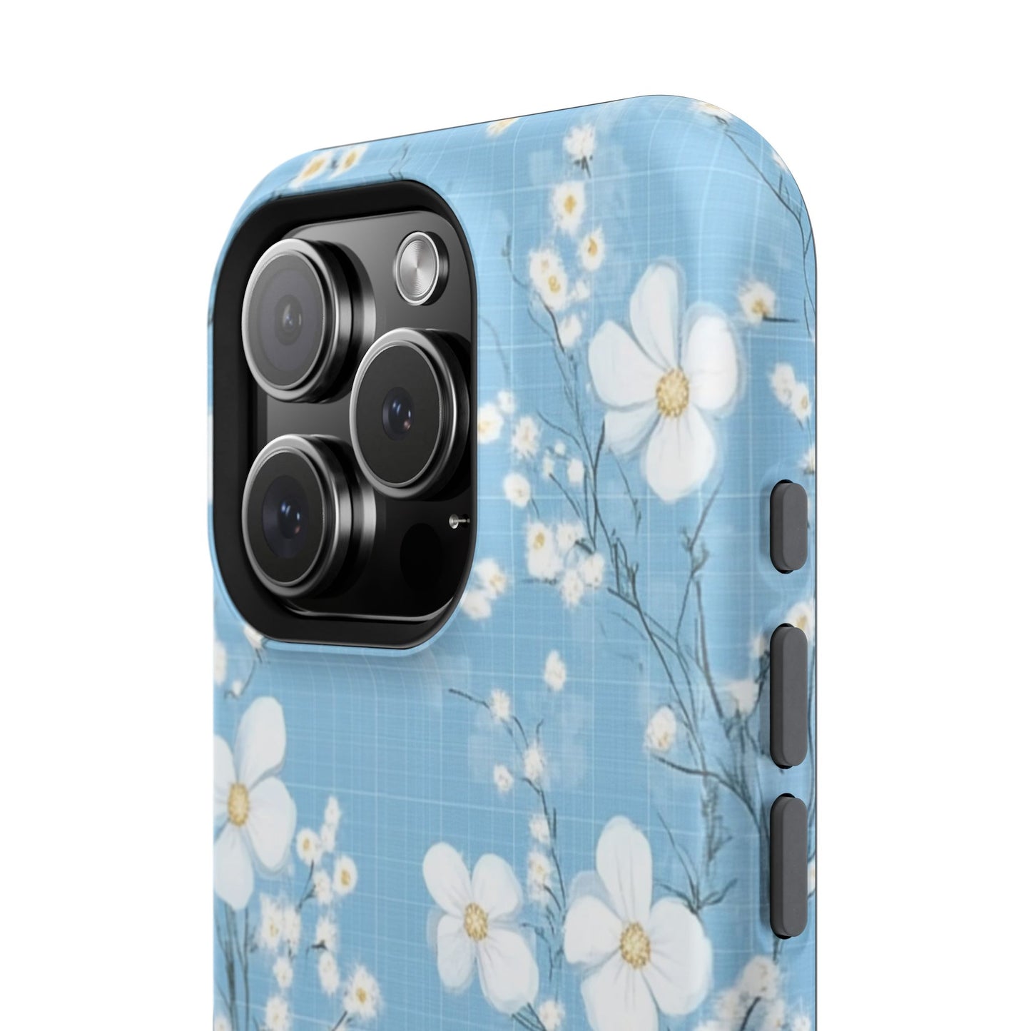 Powder Blue Floral Impact-Resistant Phone Case