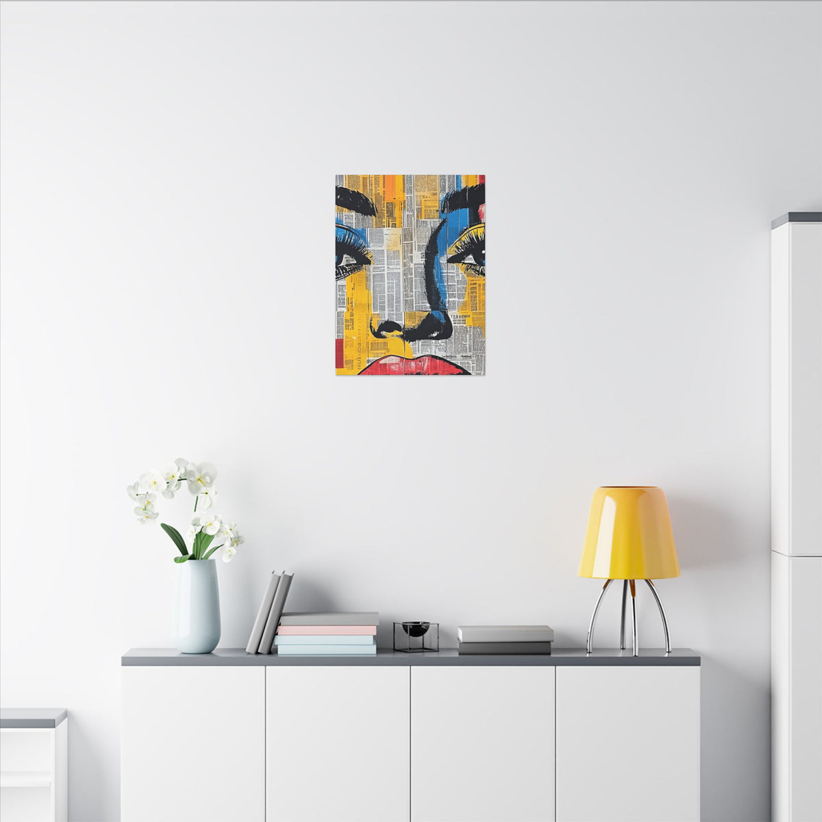 Canvas Wall Art - Retro Pop Culture Woman 2 Colorful Abstract Portrait