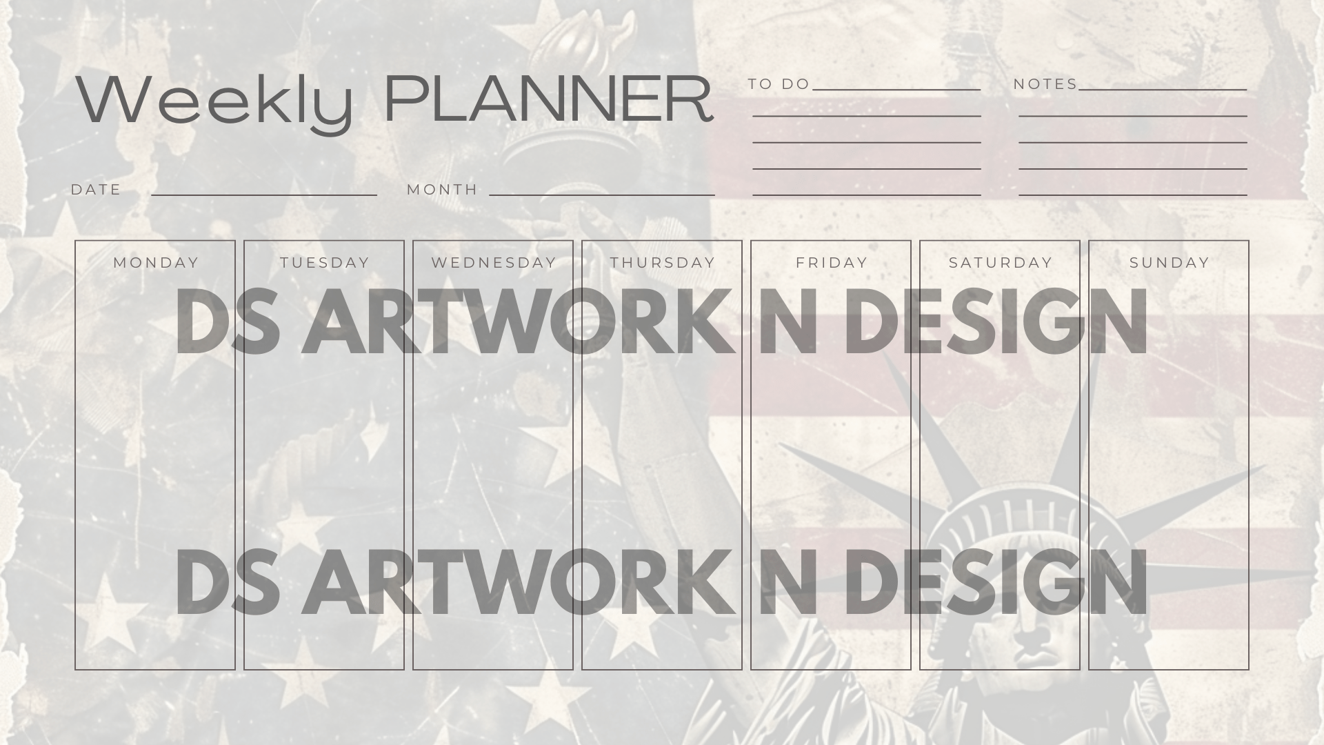 American Patriotic - Weekly Planner - DS Artwork N Design
