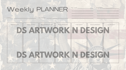 American Patriotic - Weekly Planner - DS Artwork N Design