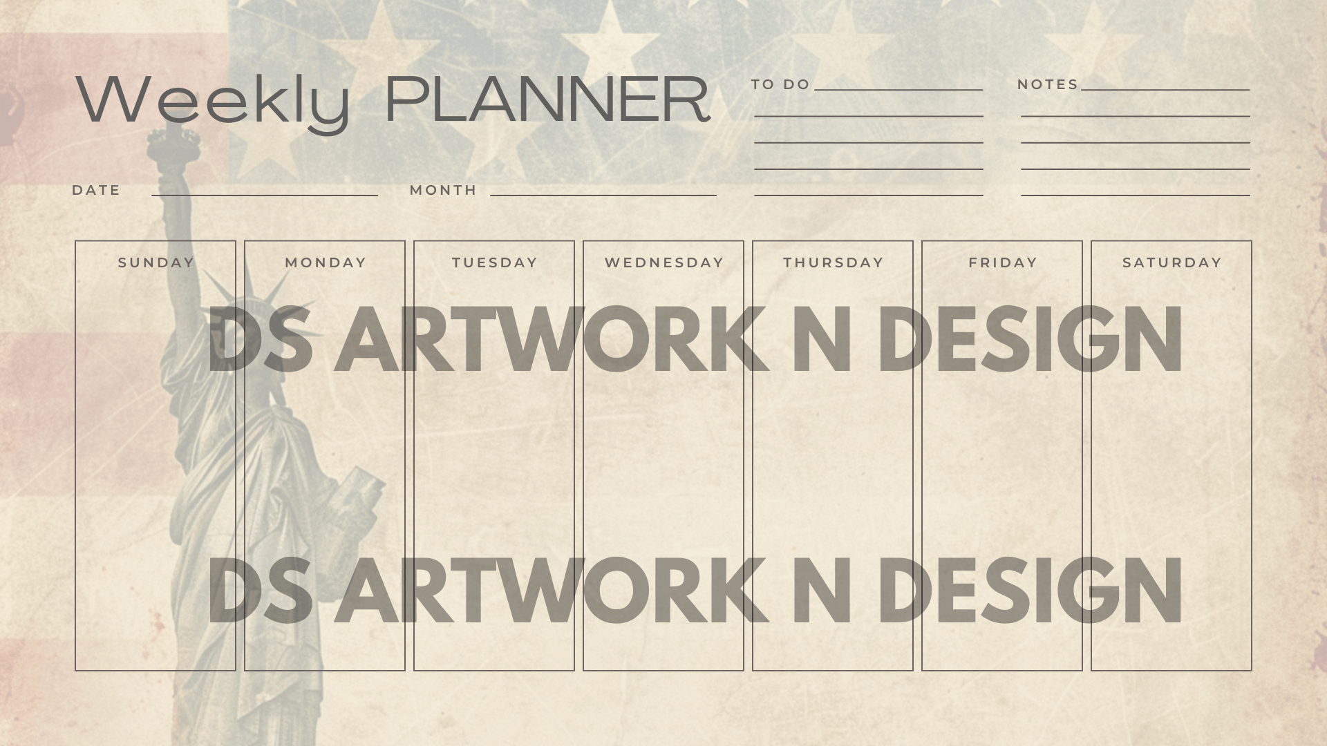 American Patriotic - Weekly Planner - DS Artwork N Design