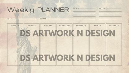 American Patriotic - Weekly Planner - DS Artwork N Design
