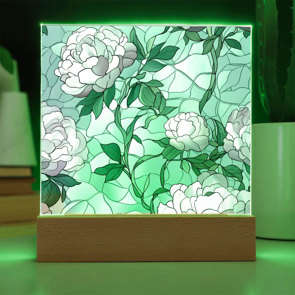 Rose stained Glass pattern - Acrylic panel with LED Light