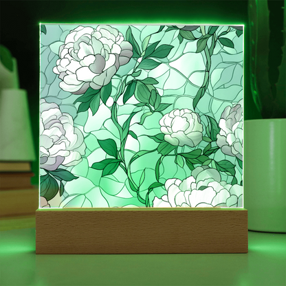 Rose stained Glass pattern - Acrylic panel with LED Light