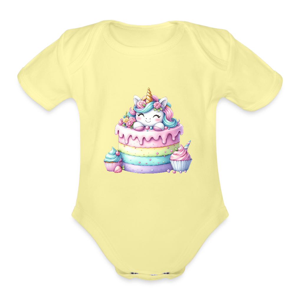 Bday Cake Unicorn - Organic Short Sleeve Baby onesie - DS Artwork N Design
