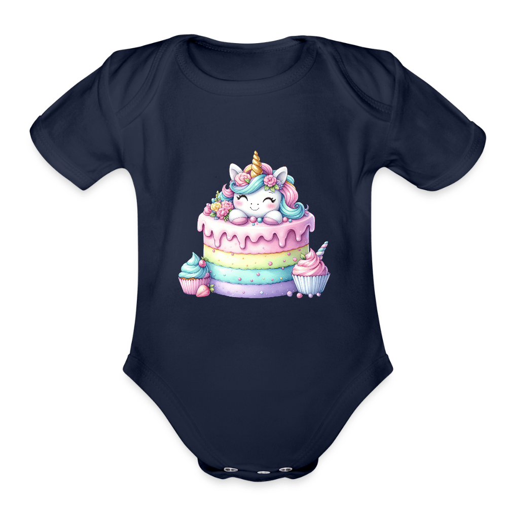 Bday Cake Unicorn - Organic Short Sleeve Baby onesie - DS Artwork N Design