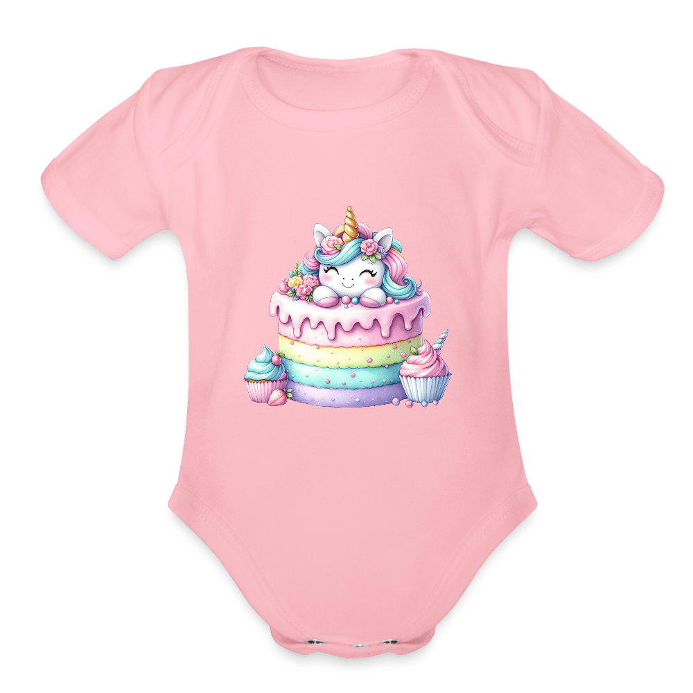 Bday Cake Unicorn - Organic Short Sleeve Baby onesie - DS Artwork N Design