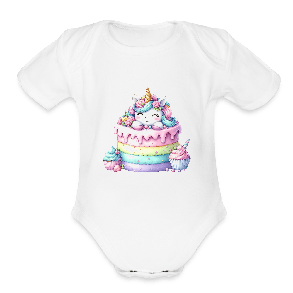 Bday Cake Unicorn - Organic Short Sleeve Baby onesie - DS Artwork N Design