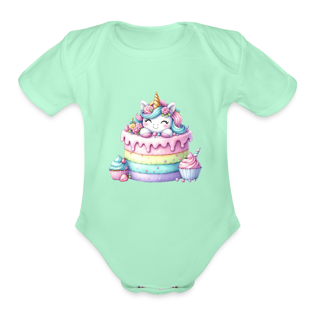 Bday Cake Unicorn - Organic Short Sleeve Baby onesie - DS Artwork N Design