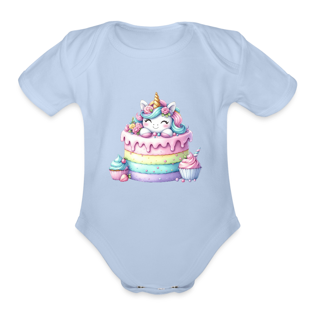 Bday Cake Unicorn - Organic Short Sleeve Baby onesie - DS Artwork N Design