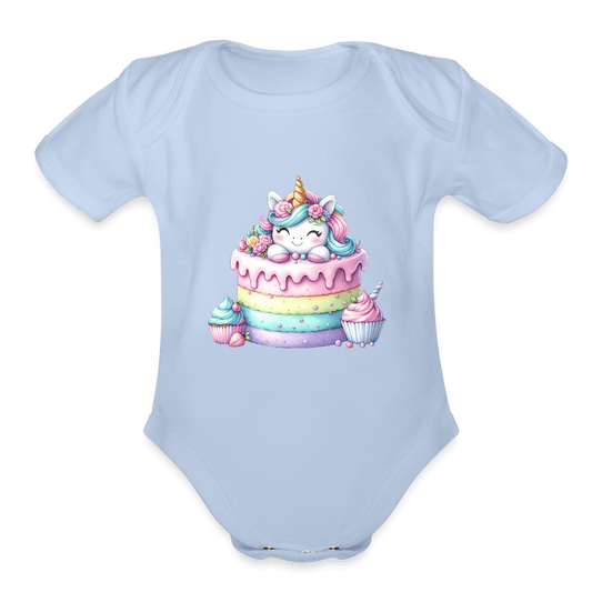 Bday Cake Unicorn - Organic Short Sleeve Baby onesie - DS Artwork N Design