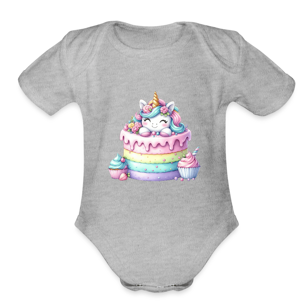 Bday Cake Unicorn - Organic Short Sleeve Baby onesie - DS Artwork N Design