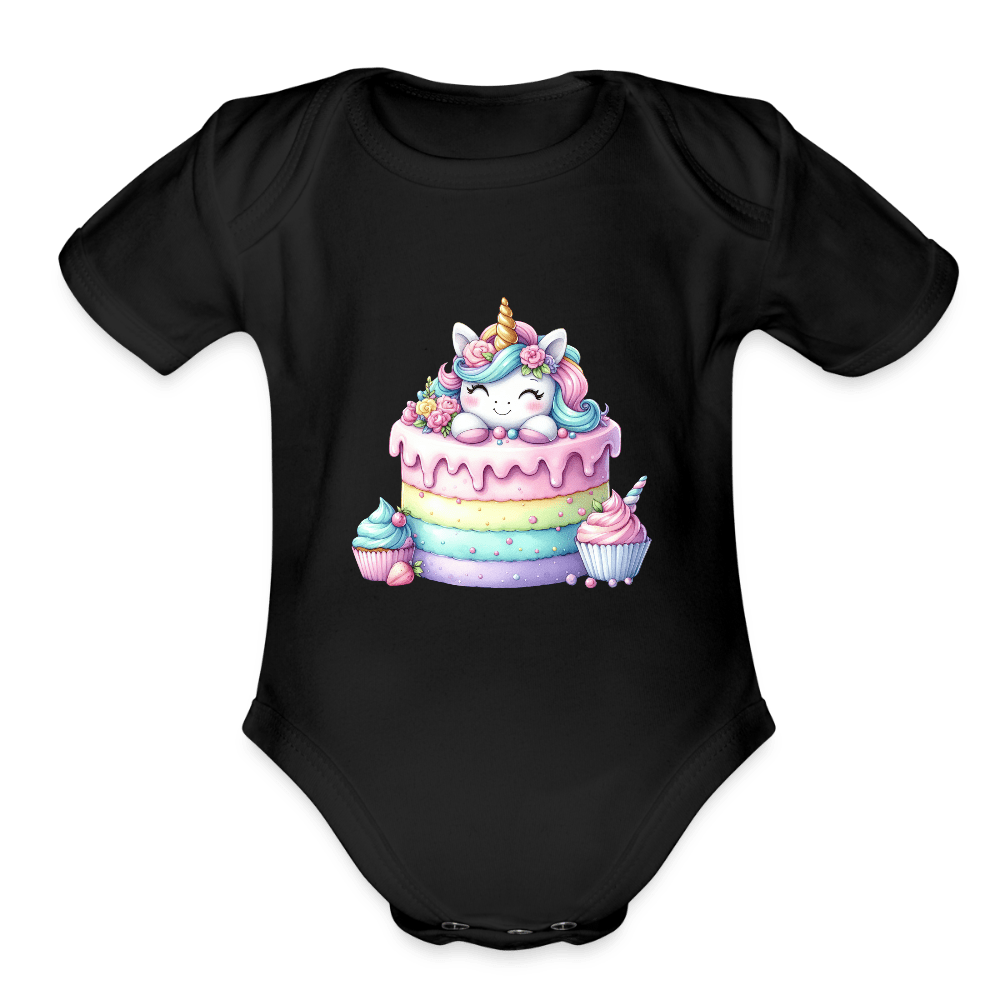 Bday Cake Unicorn - Organic Short Sleeve Baby onesie - DS Artwork N Design