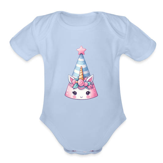 Bday Hat Unicorn - Short Sleeve Baby onesie - DS Artwork N Design