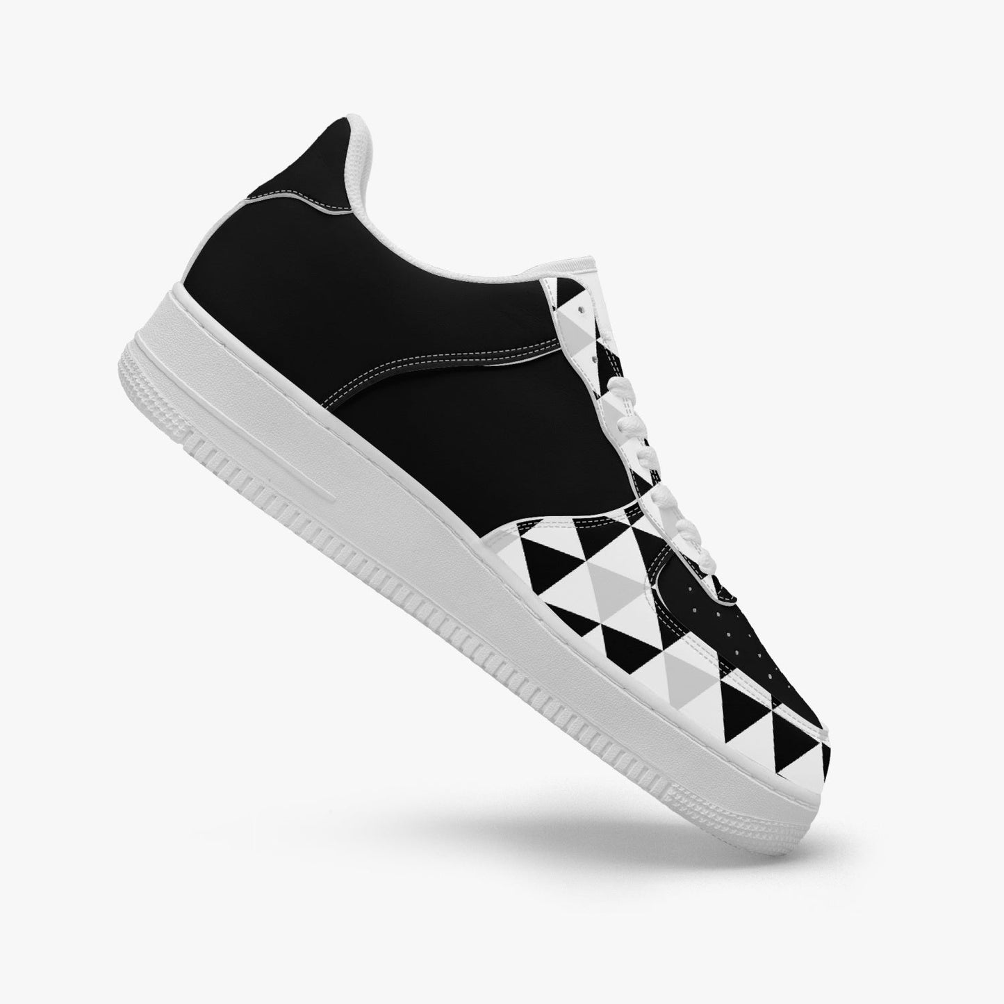 Black AF1 Low - Top Leather Sports Sneakers - black and gray - DS Artwork N Design