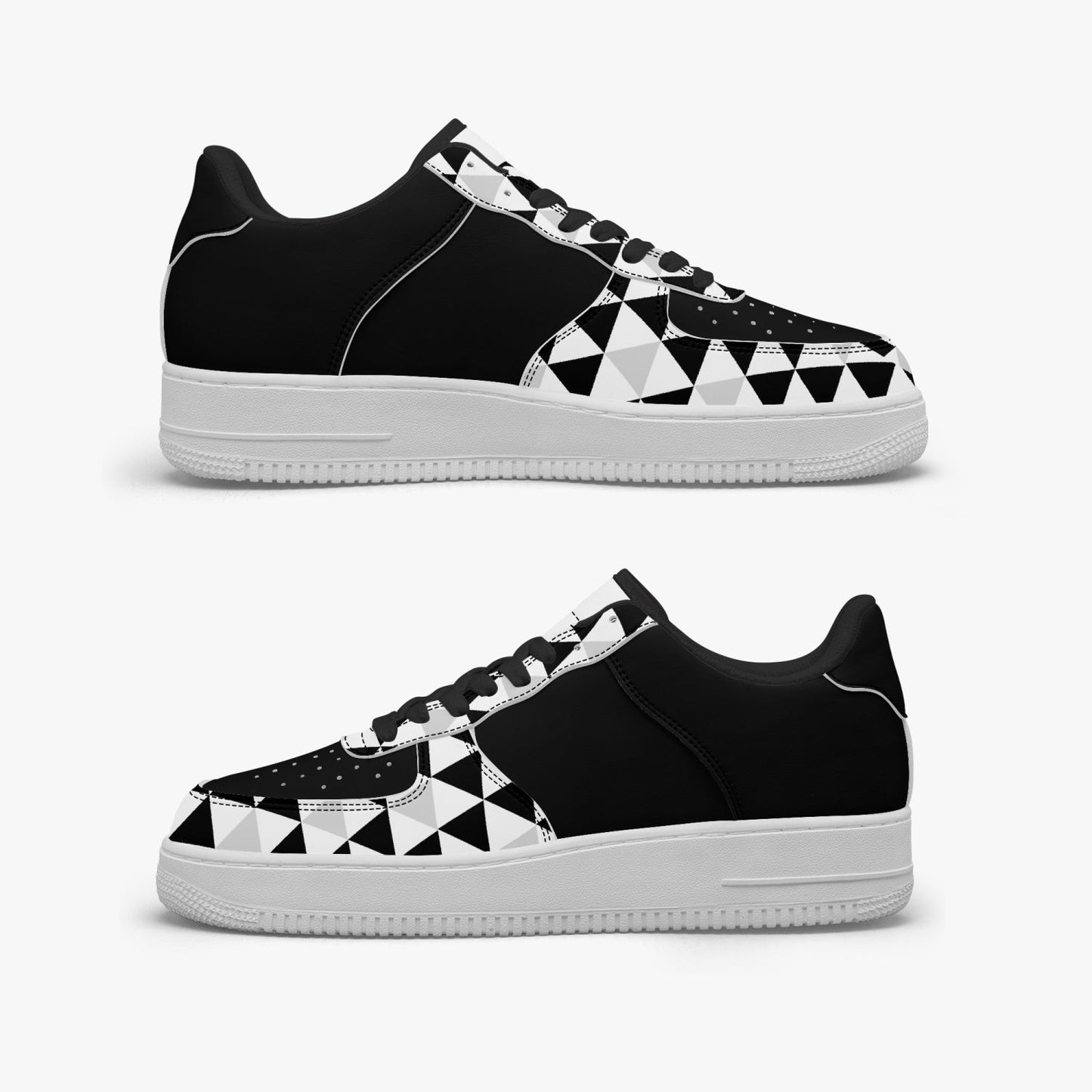 Black AF1 Low - Top Leather Sports Sneakers - black and gray - DS Artwork N Design