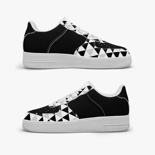 Black AF1 Low - Top Leather Sports Sneakers - black and gray - DS Artwork N Design