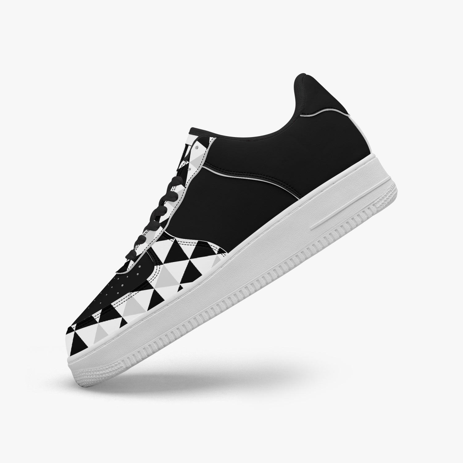 Black AF1 Low - Top Leather Sports Sneakers - black and gray - DS Artwork N Design