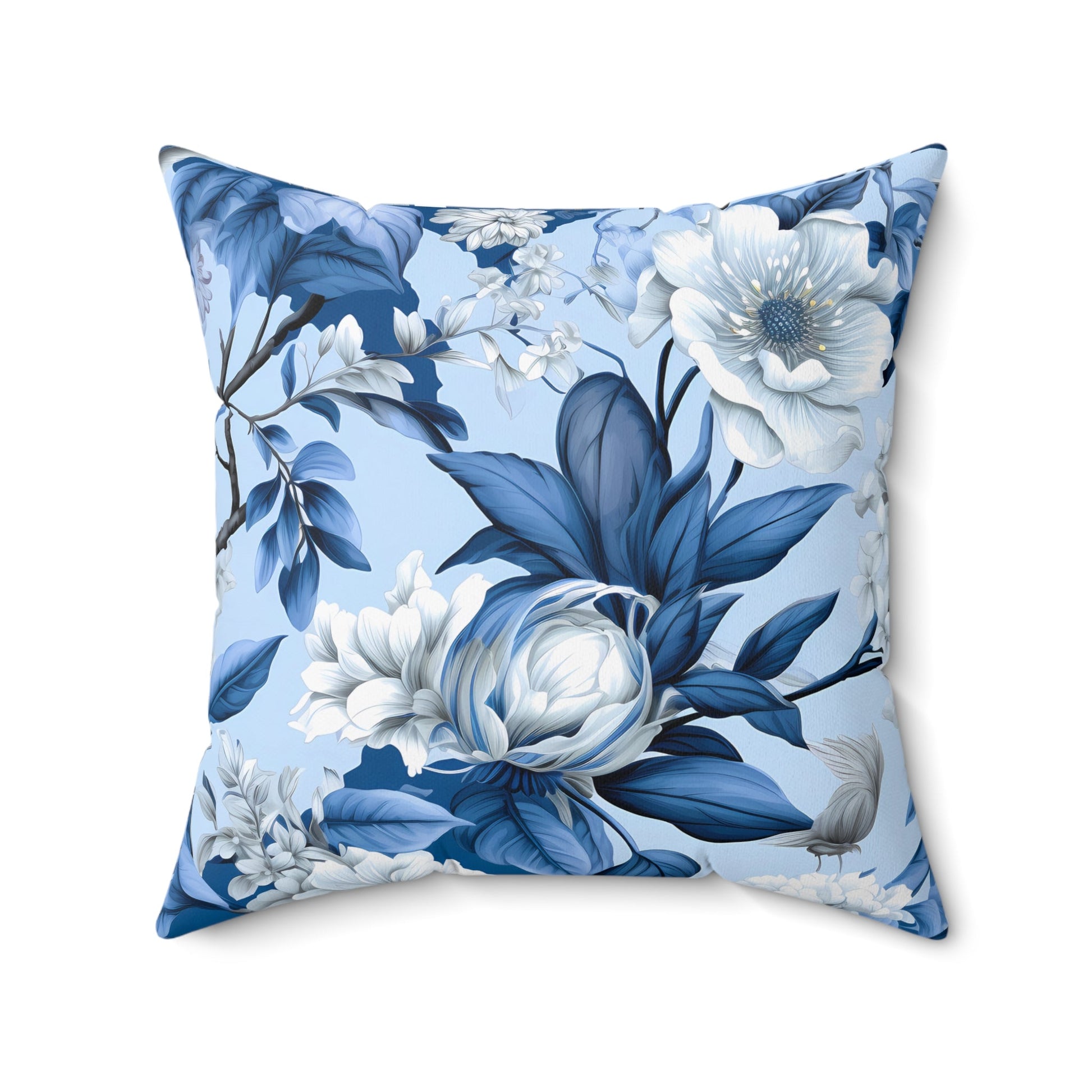 Blue Floral Decorative Pillow - DS Artwork N Design