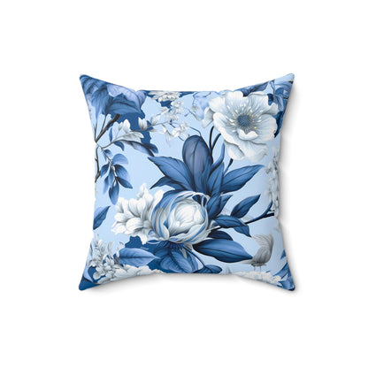 Blue Floral Decorative Pillow - DS Artwork N Design