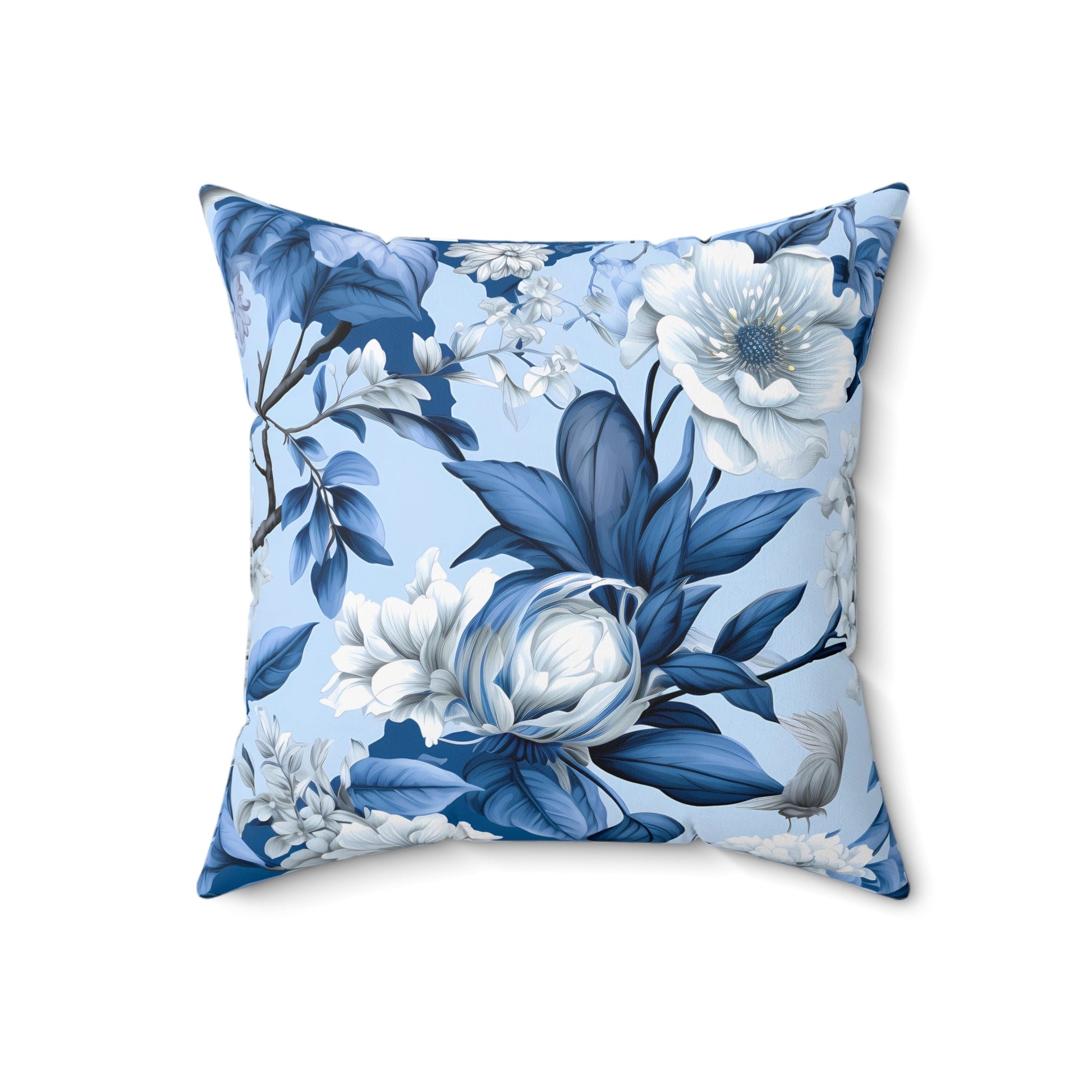 Blue Floral Decorative Pillow - DS Artwork N Design