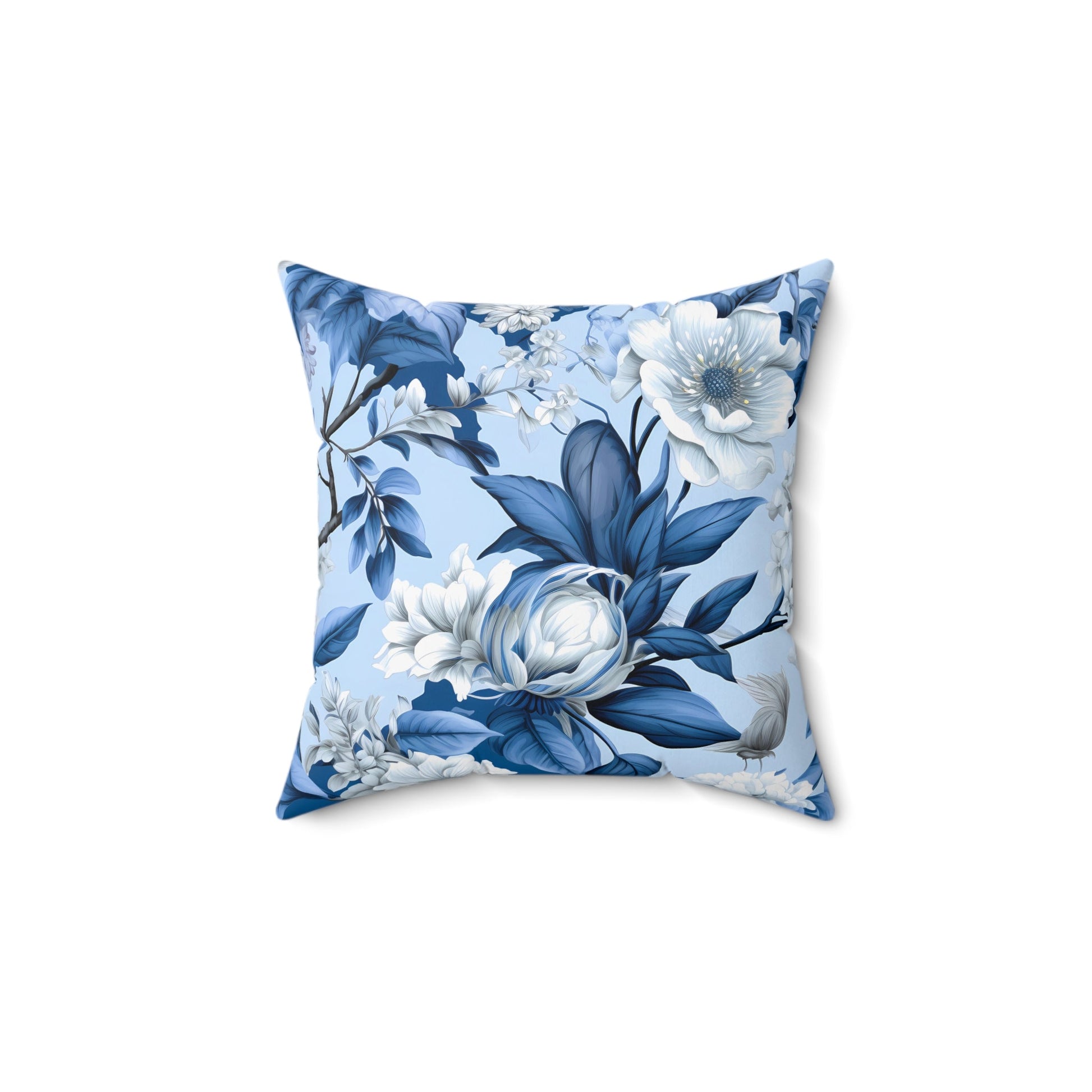 Blue Floral Decorative Pillow - DS Artwork N Design