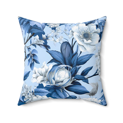 Blue Floral Decorative Pillow - DS Artwork N Design
