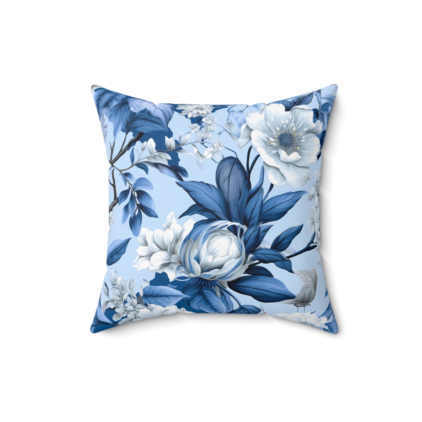 Blue Floral Decorative Pillow - DS Artwork N Design
