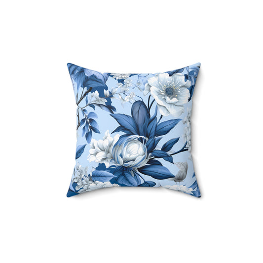Blue Floral Decorative Pillow - DS Artwork N Design