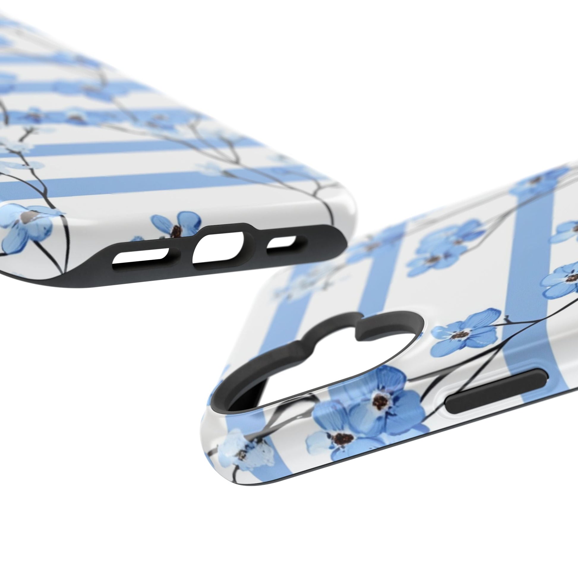 Blue stripe Floral Impact - Resistant Phone Case - DS Artwork N Design