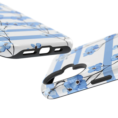 Blue stripe Floral Impact - Resistant Phone Case - DS Artwork N Design