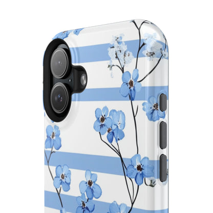 Blue stripe Floral Impact - Resistant Phone Case - DS Artwork N Design