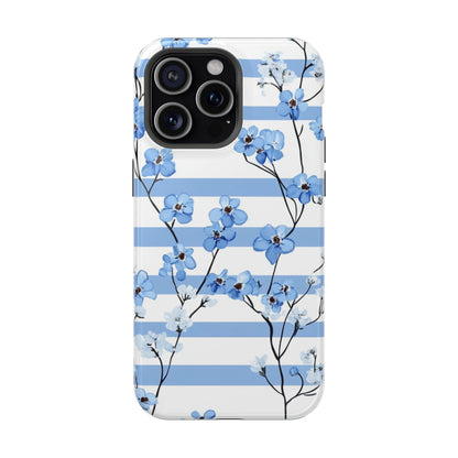 Blue stripe Floral Impact - Resistant Phone Case - DS Artwork N Design