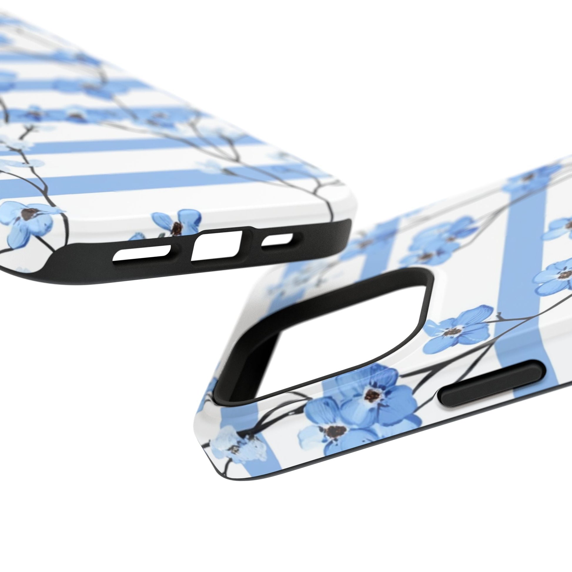 Blue stripe Floral Impact - Resistant Phone Case - DS Artwork N Design