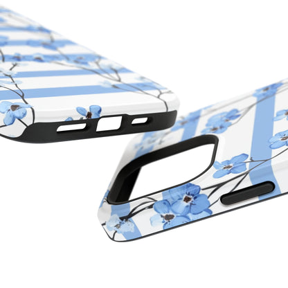 Blue stripe Floral Impact - Resistant Phone Case - DS Artwork N Design
