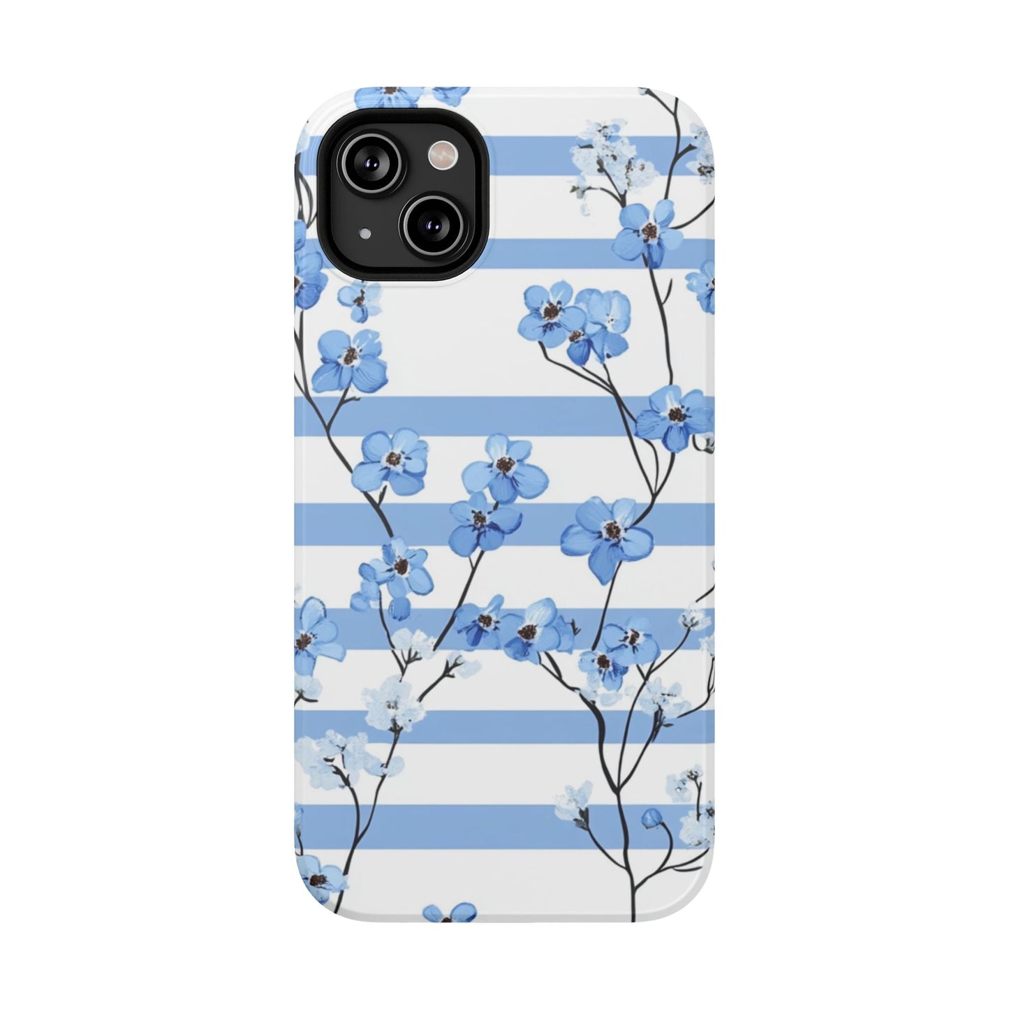 Blue stripe Floral Impact - Resistant Phone Case - DS Artwork N Design