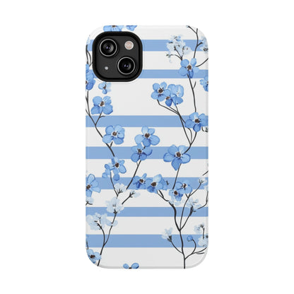 Blue stripe Floral Impact - Resistant Phone Case - DS Artwork N Design