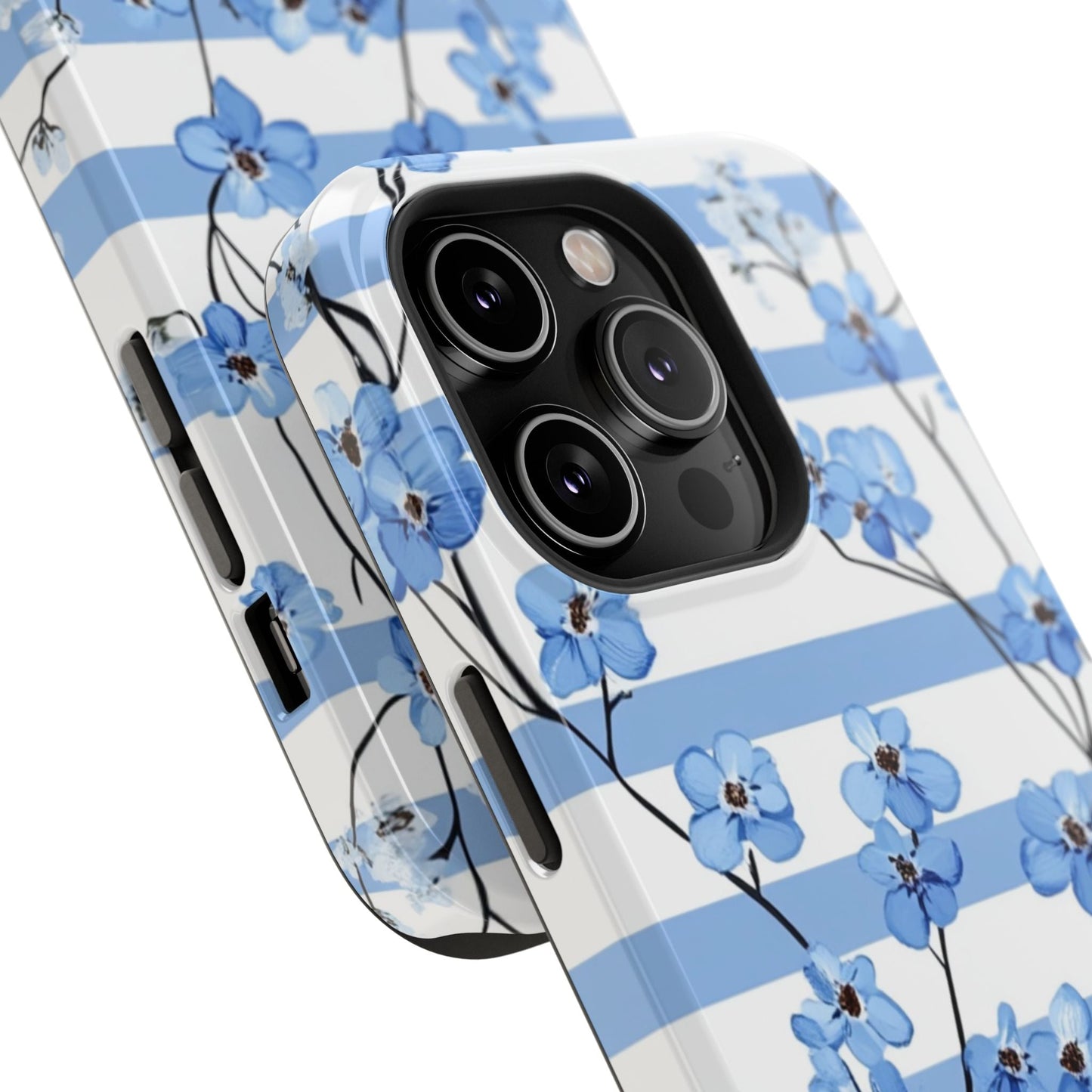 Blue stripe Floral Impact - Resistant Phone Case - DS Artwork N Design