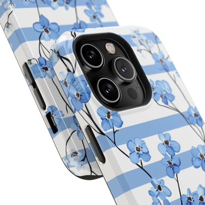 Blue stripe Floral Impact - Resistant Phone Case - DS Artwork N Design