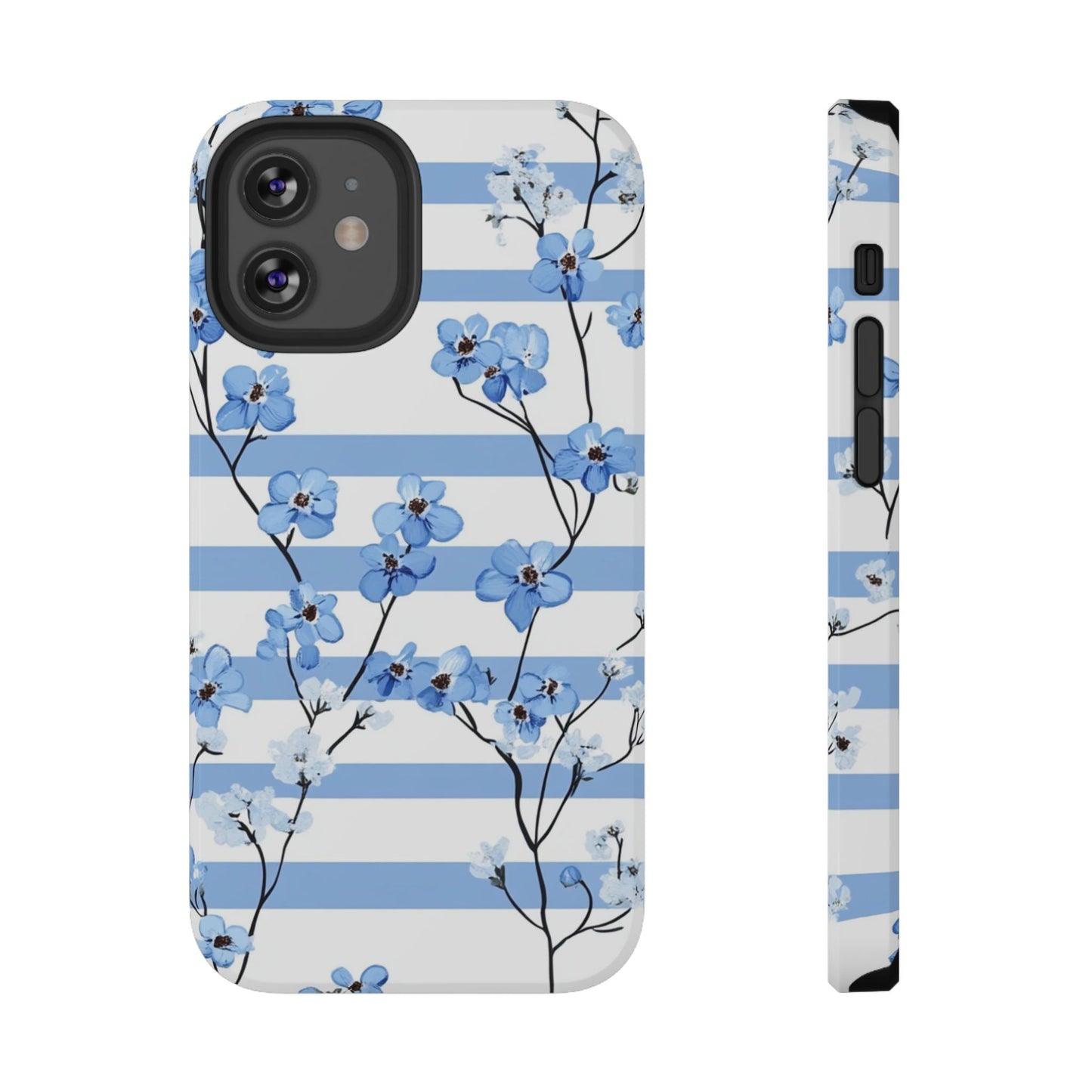 Blue stripe Floral Impact - Resistant Phone Case - DS Artwork N Design