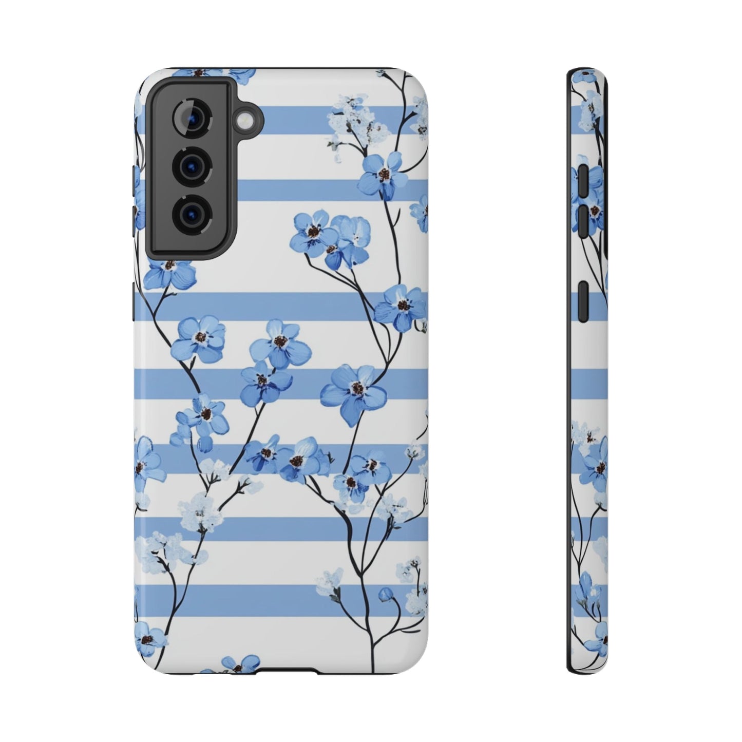Blue stripe Floral Impact - Resistant Phone Case - DS Artwork N Design